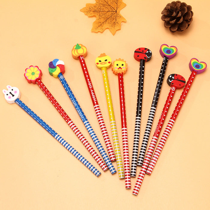 Wholesale Cartoon Wood Pencil With Eraser JDC-BP-XHZ001