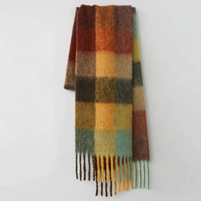 Wholesale Scarf Imitation Cashmere Winter Warmth Thickening Shawl Plaid Tassels JDC-SF-Zhenl008