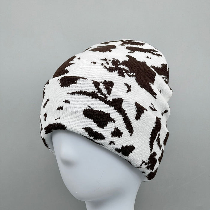 Wholesale Hat Acrylic Cow Pattern Warm Pullover Hat MOQ≥2 JDC-FH-MiHao004