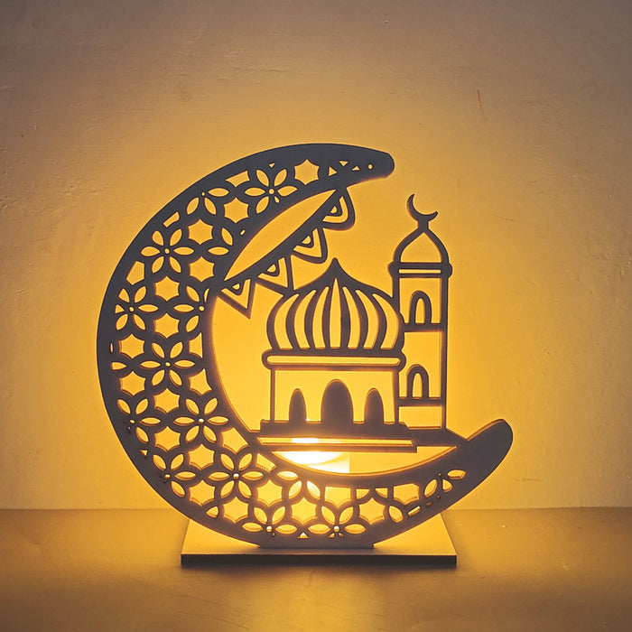 Wholesale Wooden Crafts Eid al-Adha Decoration Moon Lamp JDC-DCN-MoWei001