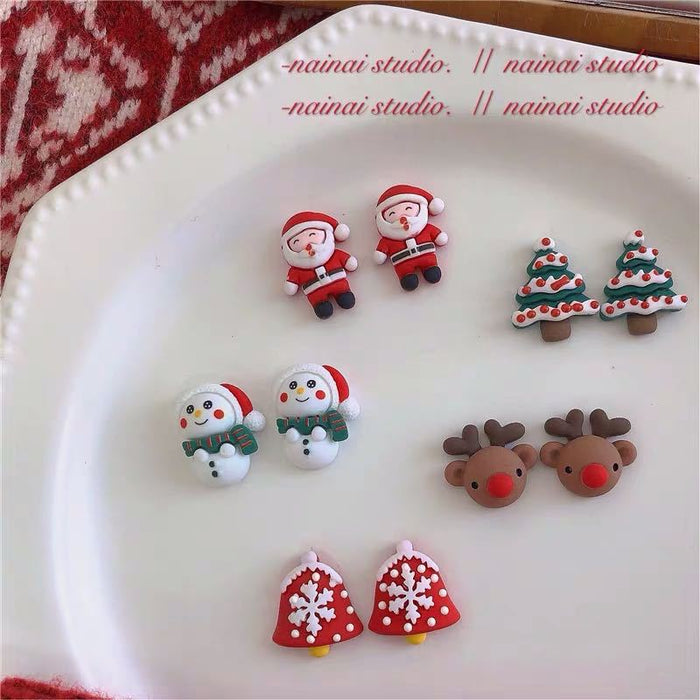 Wholesale Earrings Resin Christmas Cute Santa Elk JDC-ES-KaL001