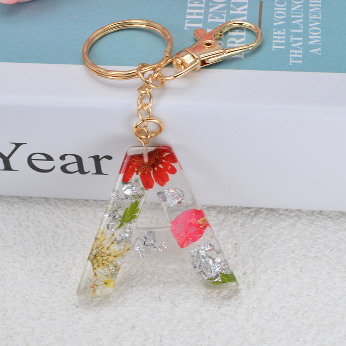 Jewelry WholesaleWholesale dried flower daisy 26 letters Keychain JDC-KC-YiWa002 Keychains 伊娃 %variant_option1% %variant_option2% %variant_option3%  Factory Price JoyasDeChina Joyas De China