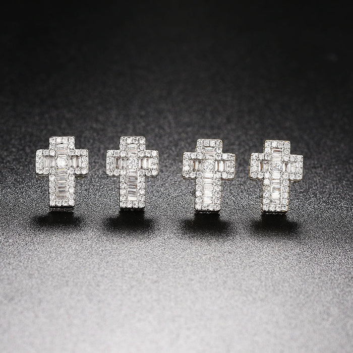 Jewelry WholesaleWholesale Full Diamond Hip Hop Men's Zircon Micro Set Cross Stud Earrings JDC-ES-ZY002 Piercing 佐伊凯丽 %variant_option1% %variant_option2% %variant_option3%  Factory Price JoyasDeChina Joyas De China