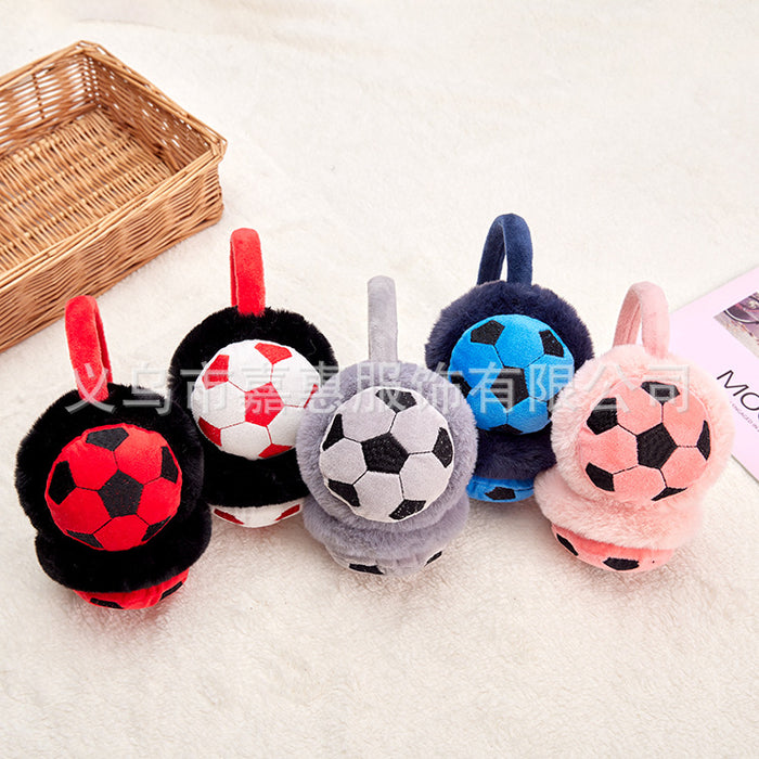 Wholesale Earmuff Plush Warm Cartoon Football Kids Retractable JDC-EF-JiaH007