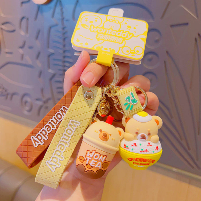 Wholesale Keychains PVC Foodie Teddy Cute MOQ≥2 JDC-KC-YDao045