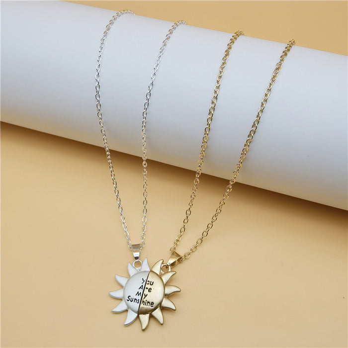 Wholesale creative sun magnetic couple necklace two-color magnet attract JDC-NE-qisheng001