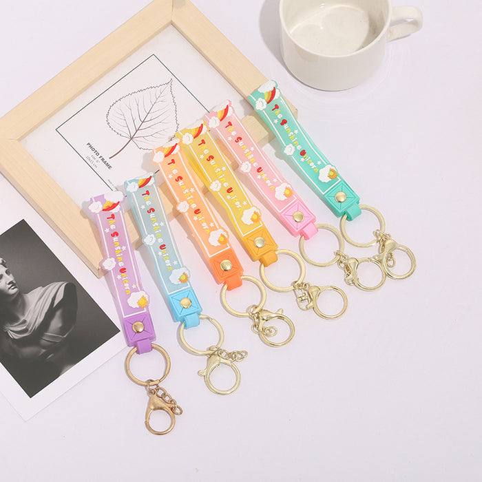 Wholesale Keychain PVC Soft Rubber Cartoon Little Sun Rainbow Lanyard MOQ≥10 JDC-KC-ZaoYang001