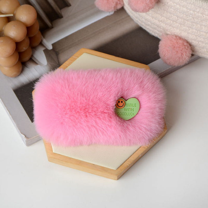 Wholesale Hair Clips Faux Rex Rabbit Fur Plush Cute Peach Heart MOQ≥2 JDC-HC-YEYE001