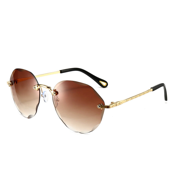 Wholesale Frameless Cut Edge Ladies Sunglasses Show Face Small Polygon MOQ≥2 JDC-SG-BoL001