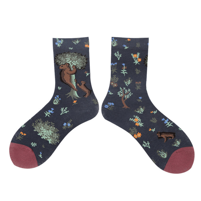 Wholesale literary abstract oil painting socks AB surface socks JDC-SK-XinH013