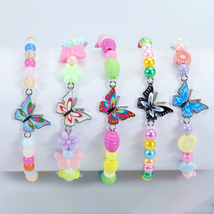 Wholesale Bracelet Acrylic Colorful Beaded Butterfly Kids Bracelet MOQ≥2 JDC-BT-YIYe036