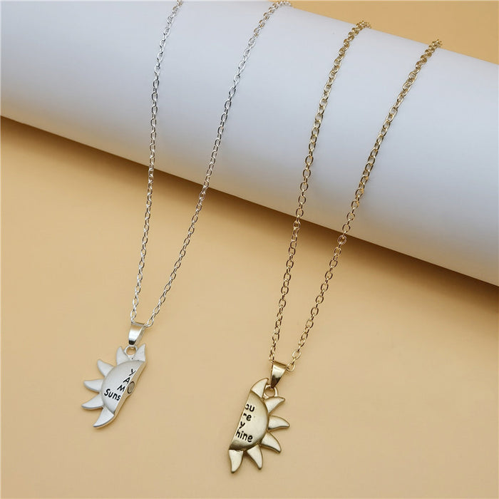 Wholesale creative sun magnetic couple necklace two-color magnet attract JDC-NE-qisheng001