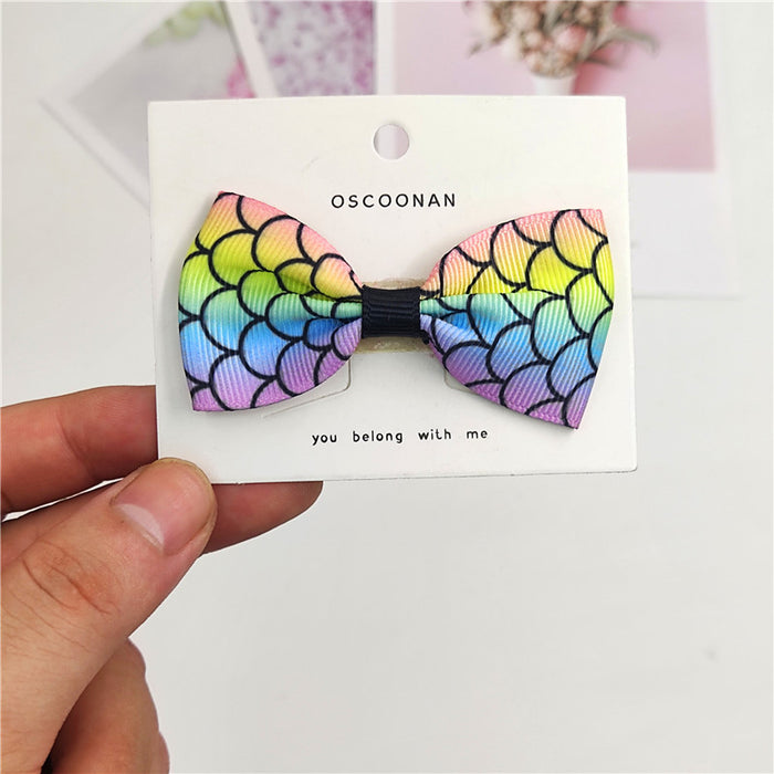 Wholesale pure fish scales multicolor girl bow hair tie hair clip JDC-HC-Junm006