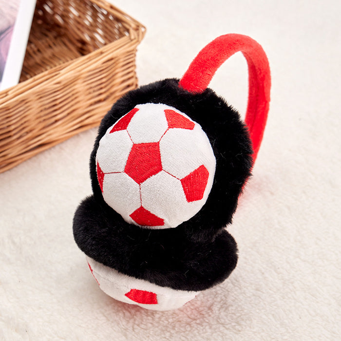 Wholesale Earmuff Plush Warm Cartoon Football Kids Retractable JDC-EF-JiaH007