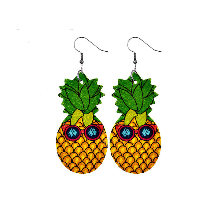 Jewelry WholesaleWholesale Hawaiian Fruit Pineapple Watermelon Lemon Cherry PU Leather Earrings MOQ≥2 JDC-ES-Chengy015 Earrings Chengy %variant_option1% %variant_option2% %variant_option3%  Factory Price JoyasDeChina Joyas De China