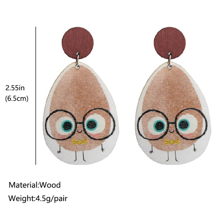 Wholesale Earrings Wooden Cute Potatoes Reading 2 Pairs JDC-ES-Heyi052