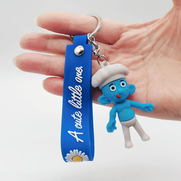 Wholesale Cartoon Smurfs PVC Soft Rubber Keychain JDC-KC-XiangY010