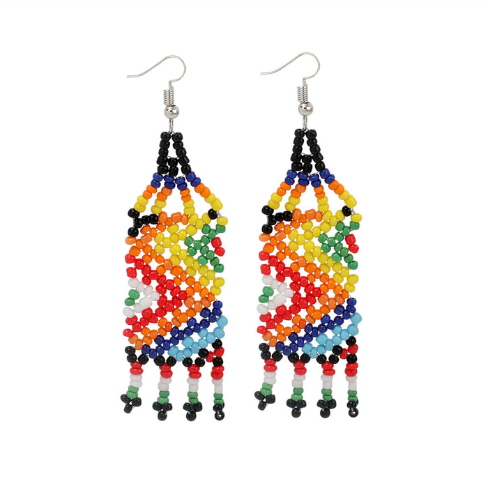 Wholesale Handmade Rice Beads Tassel Earrings MOQ≥2 JDC-ES-Yir005