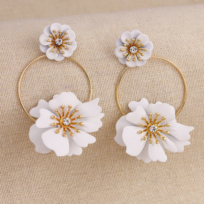 Wholesale fashion jewelry wholesale metal spray paint big flower earrings JDC-ES-GuoG001