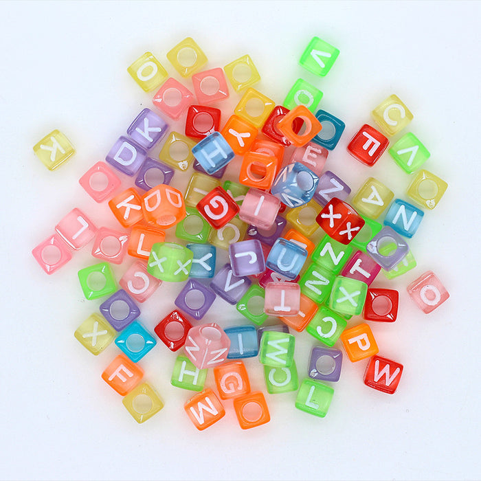 Wholesale Pendant 6MM DIY Letter Handmade Square Transparent Acrylic Pack of 100 MOQ≥2 JDC-PT-BiLai002