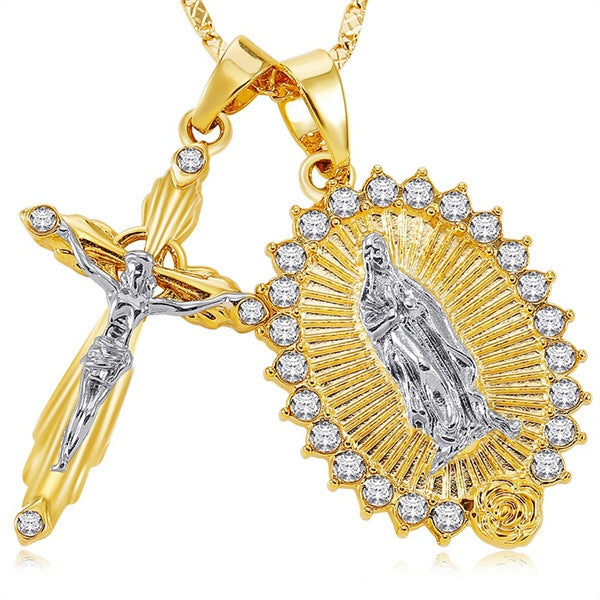 Wholesale Crucifixion Necklace Virgin Mary 18K Gold Necklace JDC-NE-KeJ002