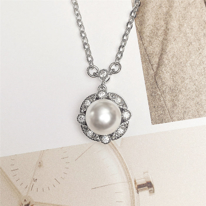 Wholesale Imitation Pearl Pendant Clavicle Chain MOQ≥2 JDC-NE-CaoS034