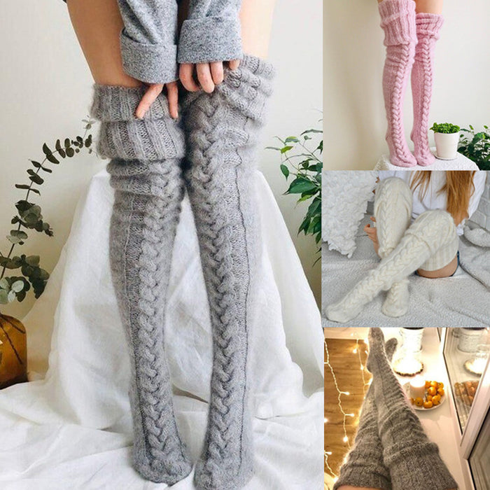 Wholesale cotton socks mohair wool socks knitted over knee socks JDC-SK-QAng004