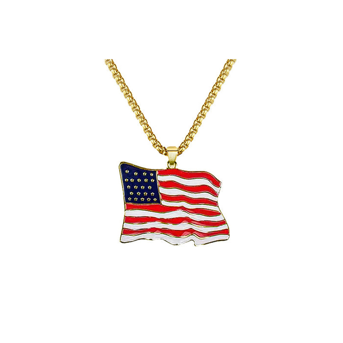 Wholesale 4th of July Alloy Set Jewelry Independence Day Flag Necklace JDC-NE-XunO036