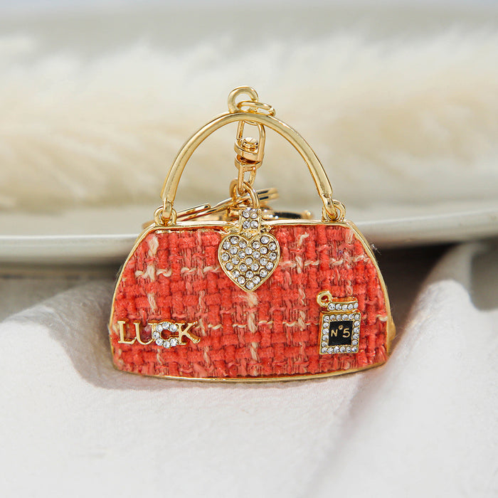 Wholesale Flannel Rhinestone Bag Shape Alloy Keychain MOQ≥2 JDC-KC-ChaoK022