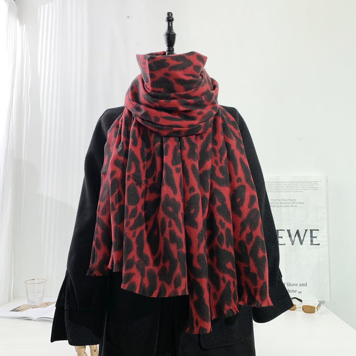 Wholesale Scarf Imitation Cashmere Winter Warm Leopard Thick Shawl JDC-SF-GSCM019