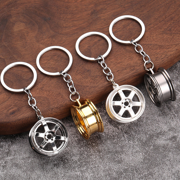 Wholesale three-dimensional car modification accessories wheel metal keychain JDC-KC-YiJ005