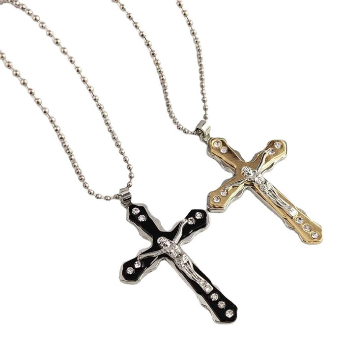 Wholesale Cross Pendant Titanium Steel Necklace JDC-NE-HuaiL004