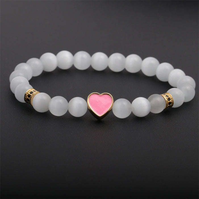 Wholesale Opal Beaded Heart Bracelet MOQ≥2 JDC-BT-ML060