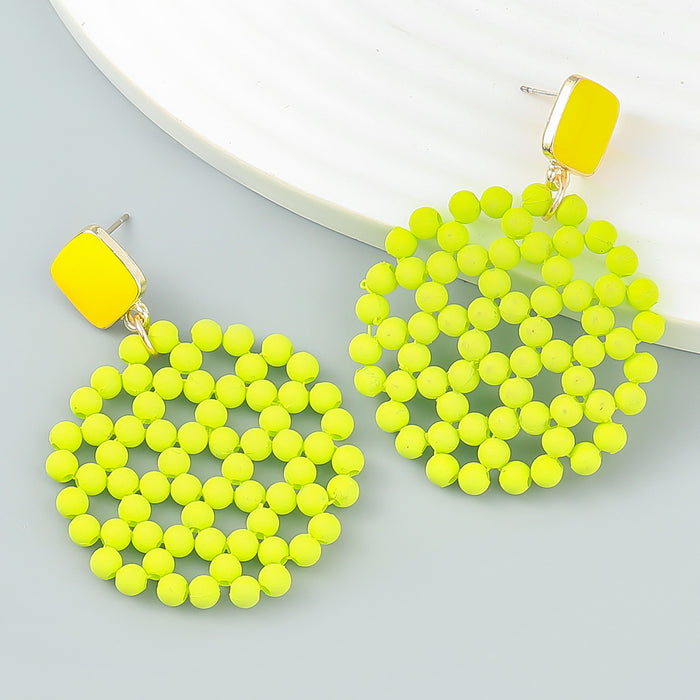 Wholesale Resin Small Ball Mesh Round Geometric Earrings JDC-ES-JL1017