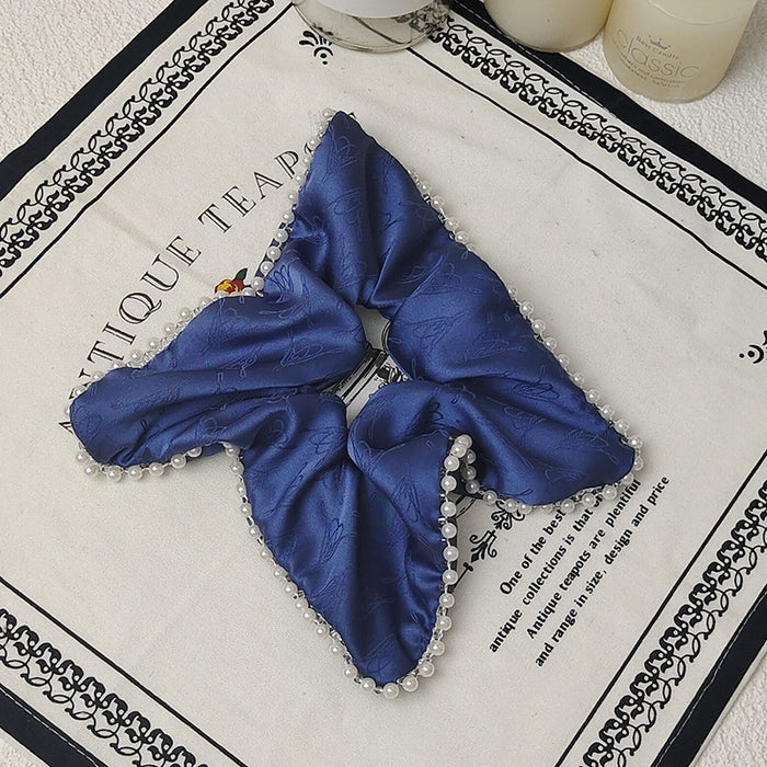 Wholesale Hair Scrunchies Cloth Imitation Pearl Classic Four Pointed Star MOQ≥3 JDC-HS-HMXS005