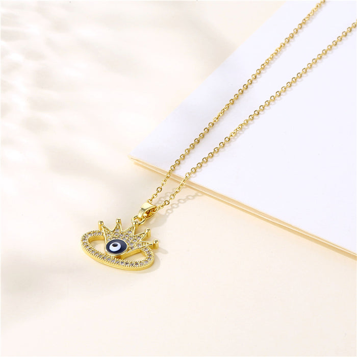 Wholesale Necklace Stainless Steel Diamond Zircon Devil Eye JDC-NE-QR002