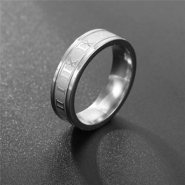 Wholesale Hip Hop Punk Titanium Steel Ring For Men Stainless Steel Roman Numeral Ring JDC-RS-ZhuJ001