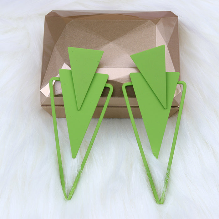 Wholesale Earrings Metal Exaggerated Big Triangle Earrings MOQ≥2 JDC-ES-Duai041