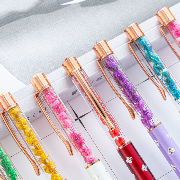 Wholesale Dried Flower DIY Metal Ballpoint Pen MOQ≥2 JDC-BP-Huah058