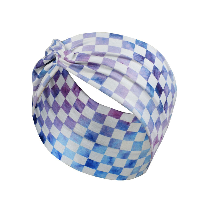 Wholesale Headband Milk Silk Checkerboard Stretch Knit Sports MOQ≥2 JDC-HD-FanM006