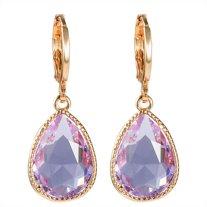 Wholesale Crystal Copper Rare Earth Glass Water Drop Earrings MOQ≥2 JDC-ES-Yongz003