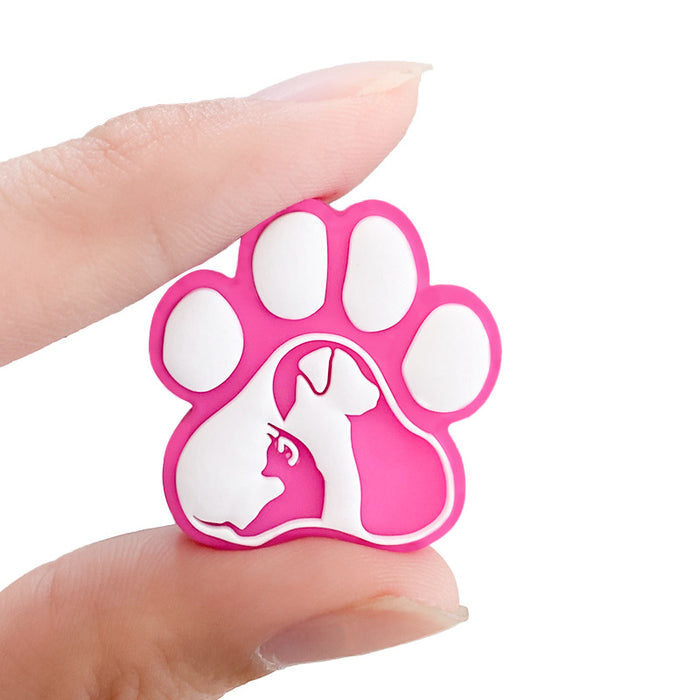 Wholesale 10PCS Creative Dog Paw Print Silicone Beads JDC-BDS-WDX055