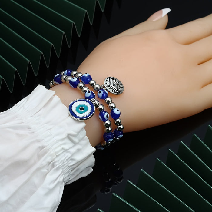 Wholesale Blue Eyes Beaded Bracelet Braided MOQ≥2 JDC-BT-BaiDing007