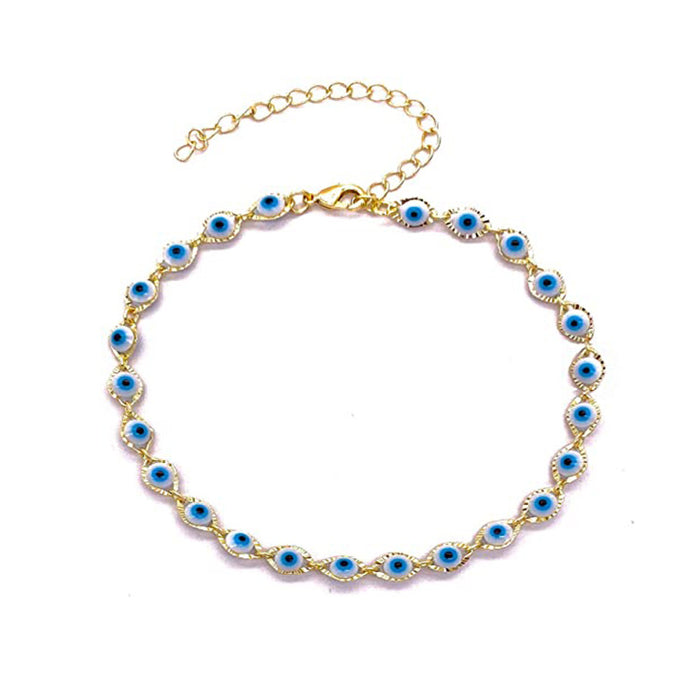 Wholesale Devil's Eye Anklet Lucky Blue Eyes Boho MOQ≥2 JDC-AS-ChuJ002