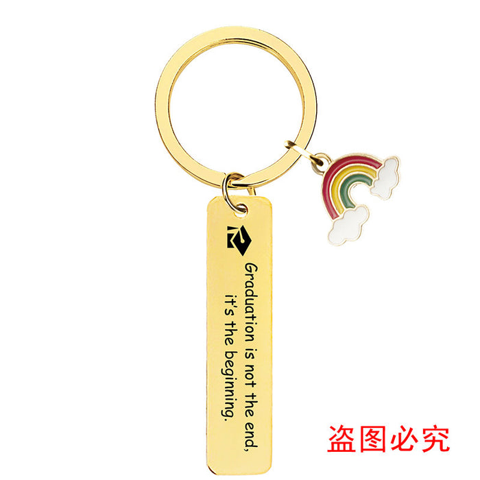 Jewelry WholesaleWholesale Stainless Steel Graduation Season Gift Rainbow Metal Keychain JDC-KC-GangGu016 Keychains 钢古 %variant_option1% %variant_option2% %variant_option3%  Factory Price JoyasDeChina Joyas De China