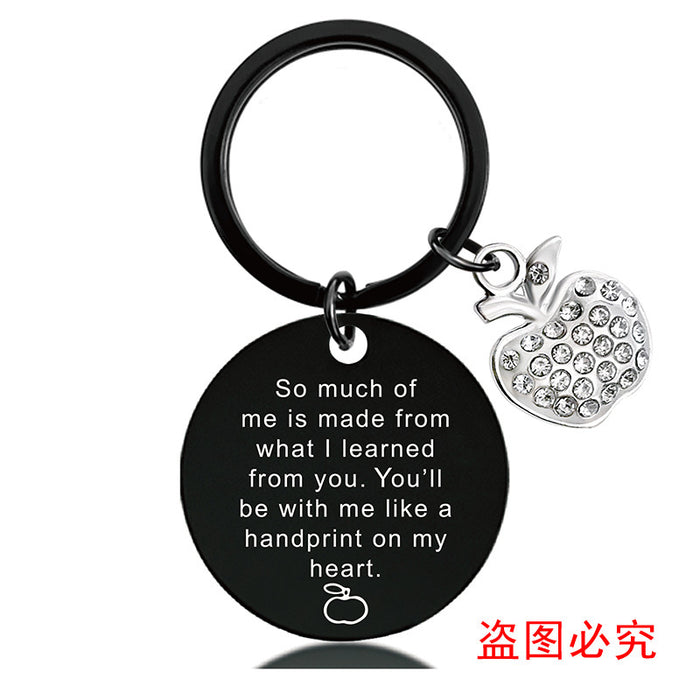 Jewelry WholesaleWholesale Teacher's Day Gift With Diamond Stainless Steel Round Brand Keychain JDC-KC-GangGu038 Keychains 钢古 %variant_option1% %variant_option2% %variant_option3%  Factory Price JoyasDeChina Joyas De China