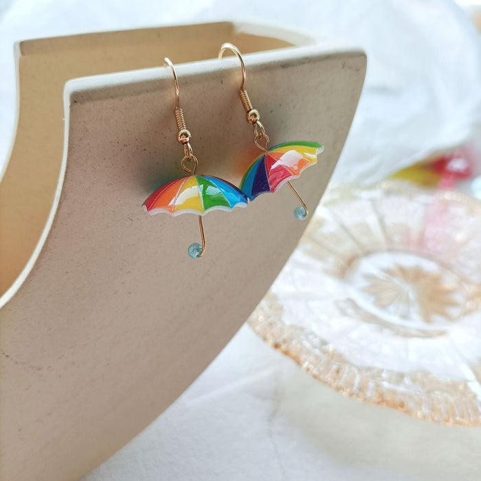 Wholesale S925 Silver Rainbow Small Umbrella Acrylic Earrings JDC-ES-MISUI001