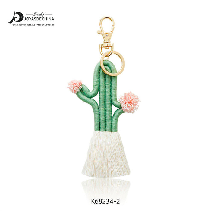 Wholesale hand woven Bohemian cactus keychain MOQ≥2 JDC-KC-JM008