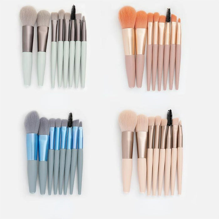 Wholesale 8pcs Fiber Wooden Handle Mini Makeup Brush Set JDC-MB-LaM001