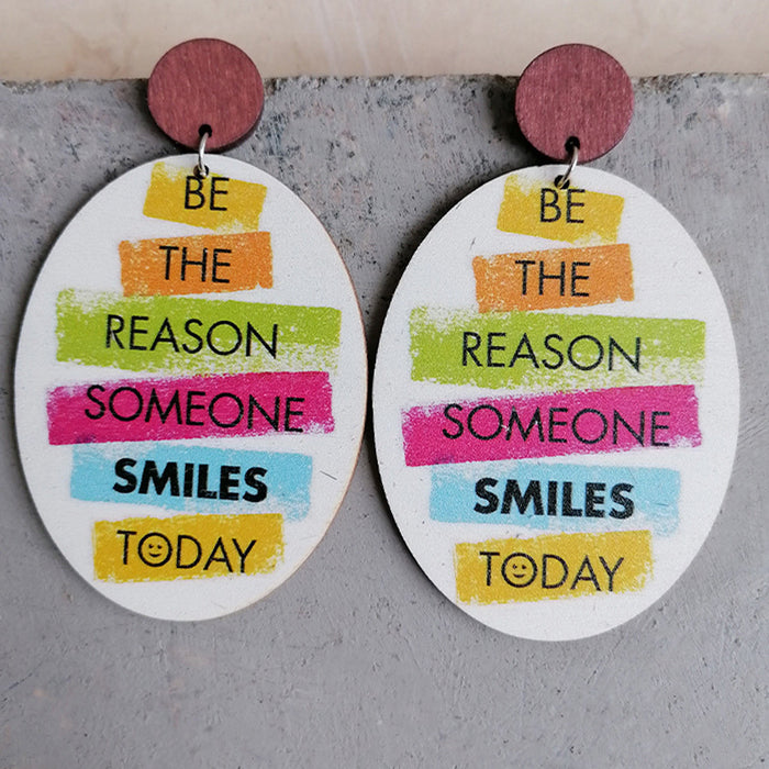 Wholesale Earrings Wooden Letters Colorful Rainbow Nurse 2 Pairs JDC-ES-Heyi056